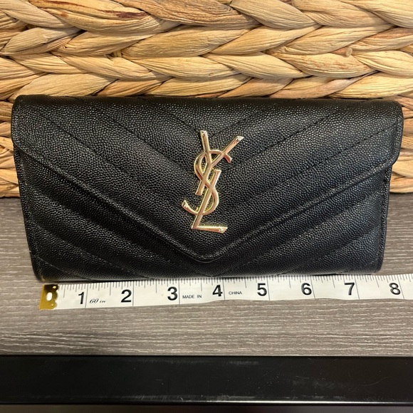 Black & Gold Monogram Flap Chevron Large Envelope Wallet Leather Card Holder - Picture 4 of 9
